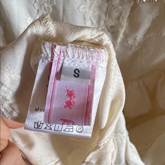 1970s Prairie Style Wedding Elegant Cream Pearl Embellished Cottage-core Dress - Picture 7 of 8